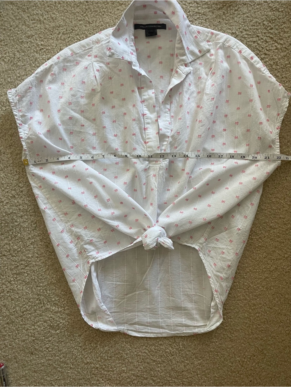 French Connection White Shirt with Pink Micro Print